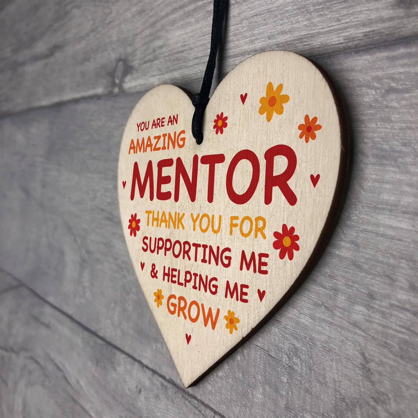 MENTOR Gift Hanging Wood Heart Thank You Teacher Mentor Gift