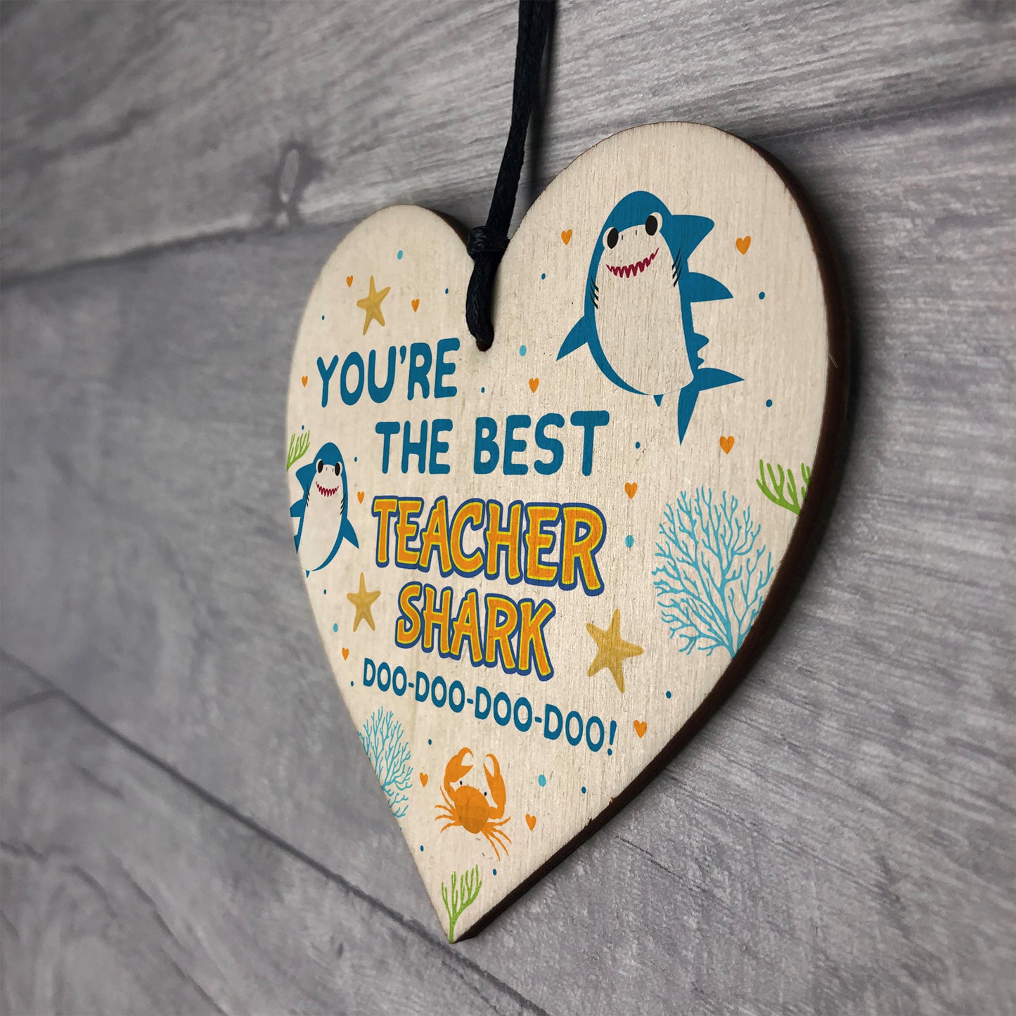 Cute Teacher Gift Wooden Heart Baby Best Teacher Gift Shark