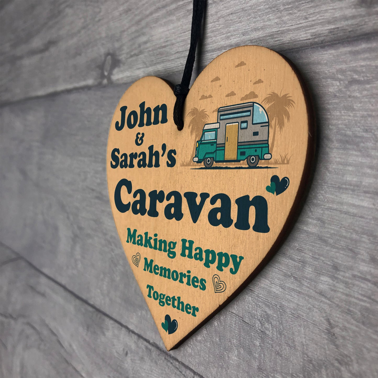 Personalised Caravan Sign Wood Heart Sign Caravan Gift Decor