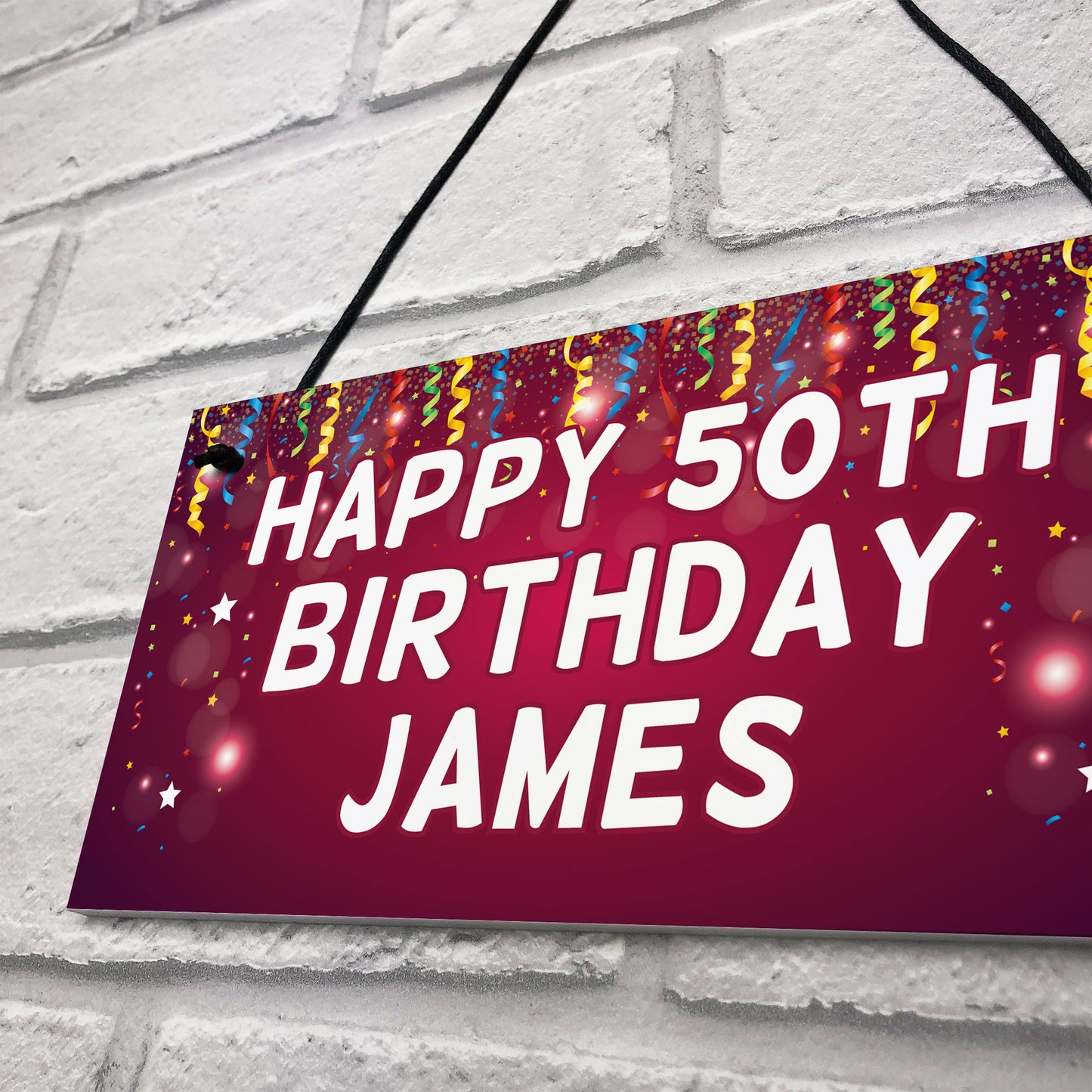 Happy Birthday Banner PERSONALISED Plaque Party Decoration