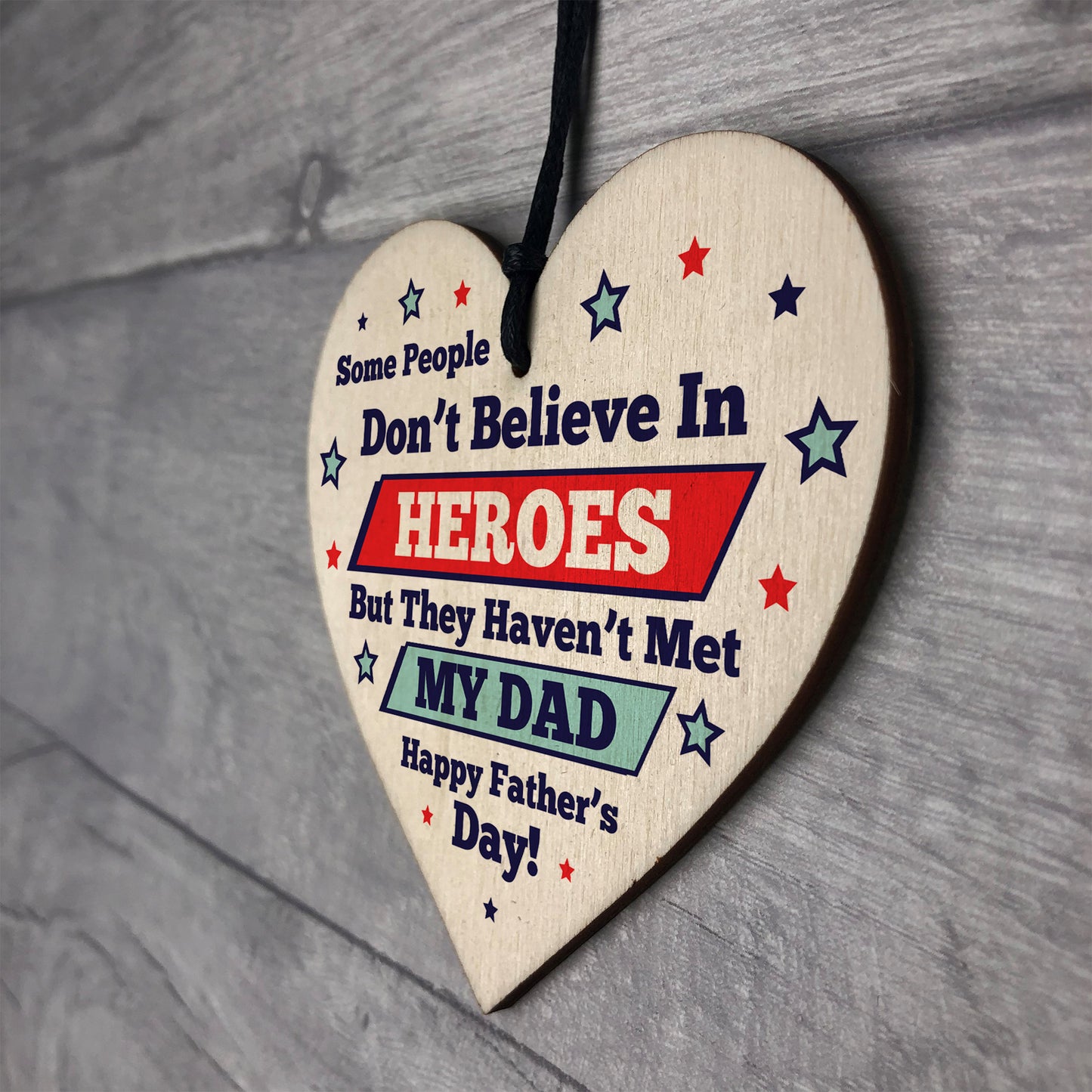 Fathers Day Gifts For Dad Wood Heart Superhero Gift Thank You