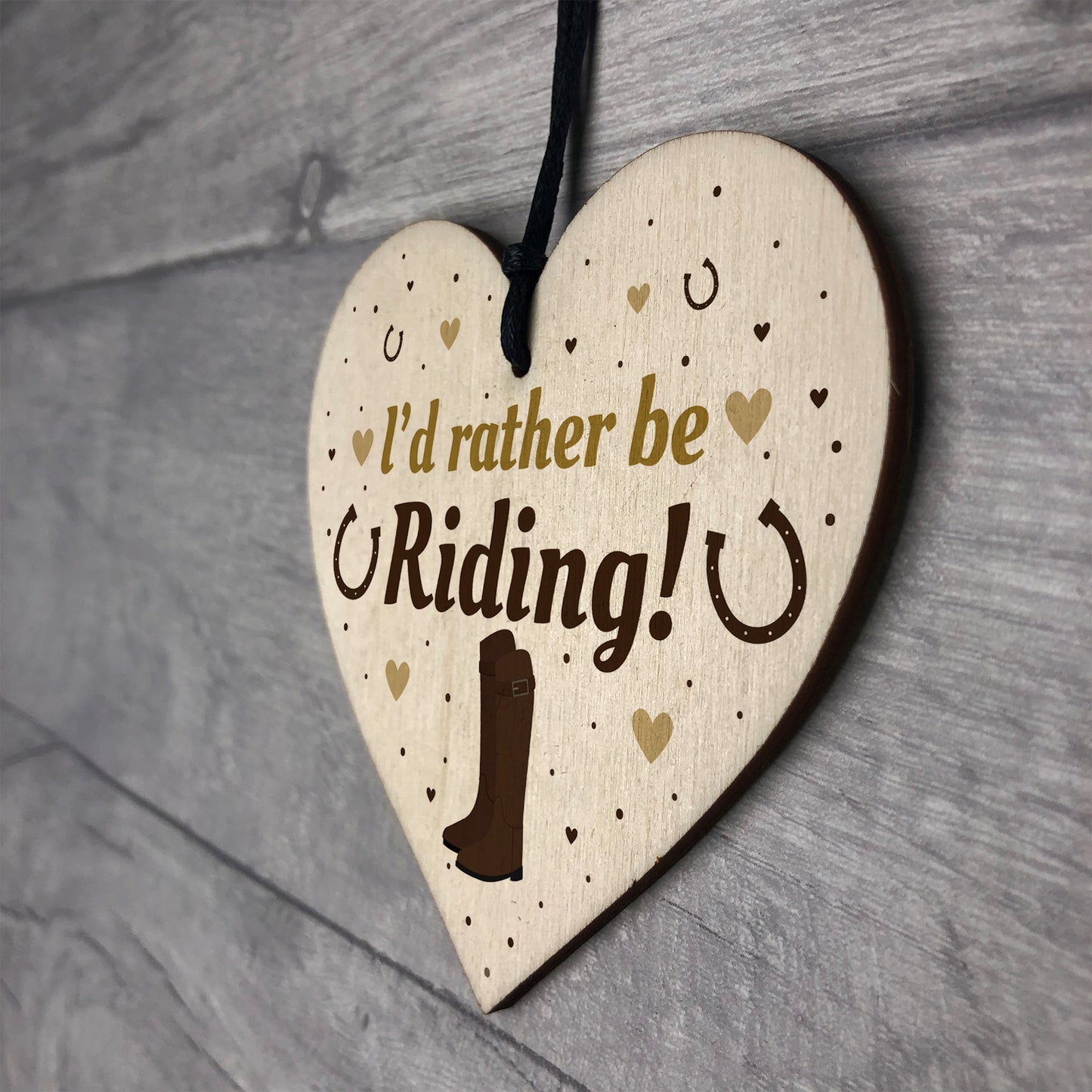 Funny Horse Lover Gift Rather Be Riding Wooden Heart Stable Door