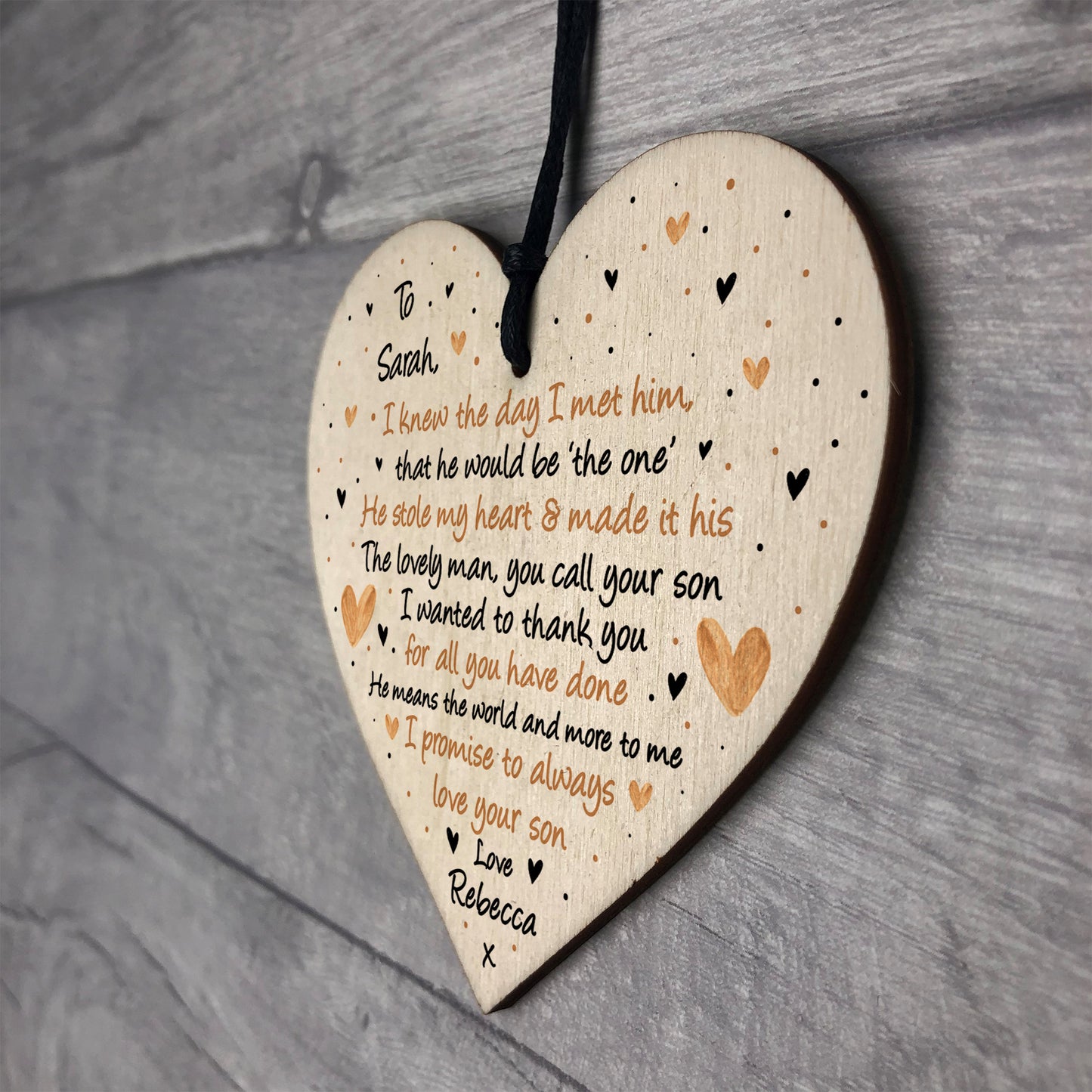 Mother of The Groom Wood Heart Parents of The Groom Personalised