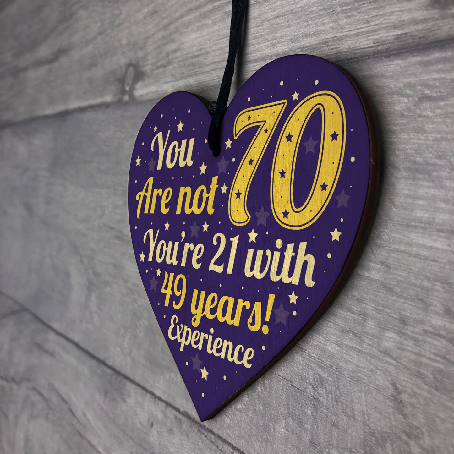 Fun and Sentimental 70th Birthday Wooden Heart Humour Family