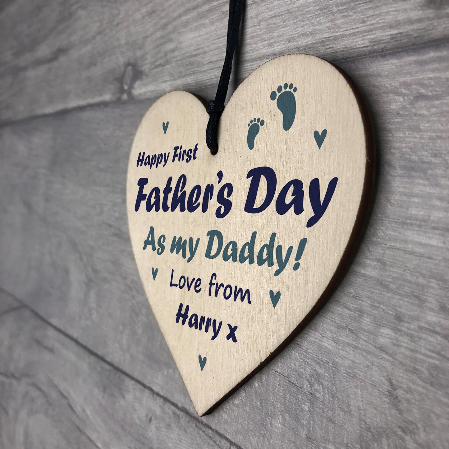 1st Fathers Day Gift For Daddy Personalised Wood Heart Gift