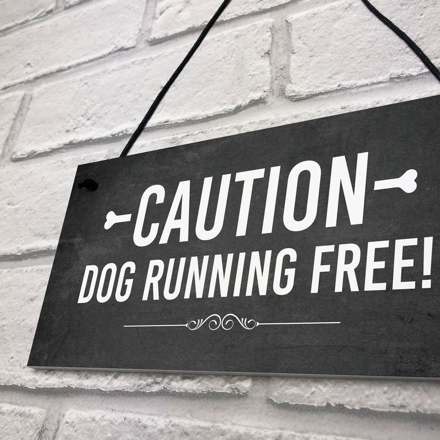 CAUTION Dog Running Free Sign Gate Sign Fence Sign Garden Plaque