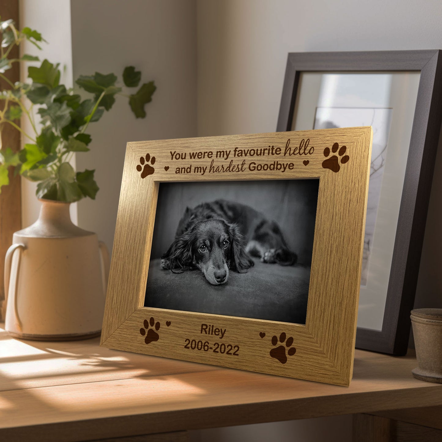 Personalised Pet Photo Frame Wooden Gift Dog Puppy Handmade Keep