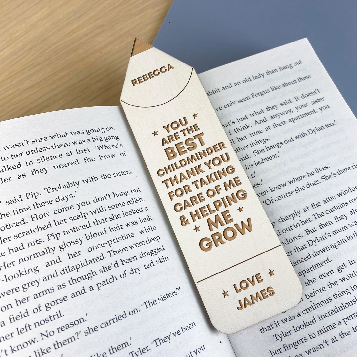 Personalised Best Childminder Gift Engraved Wood Bookmark