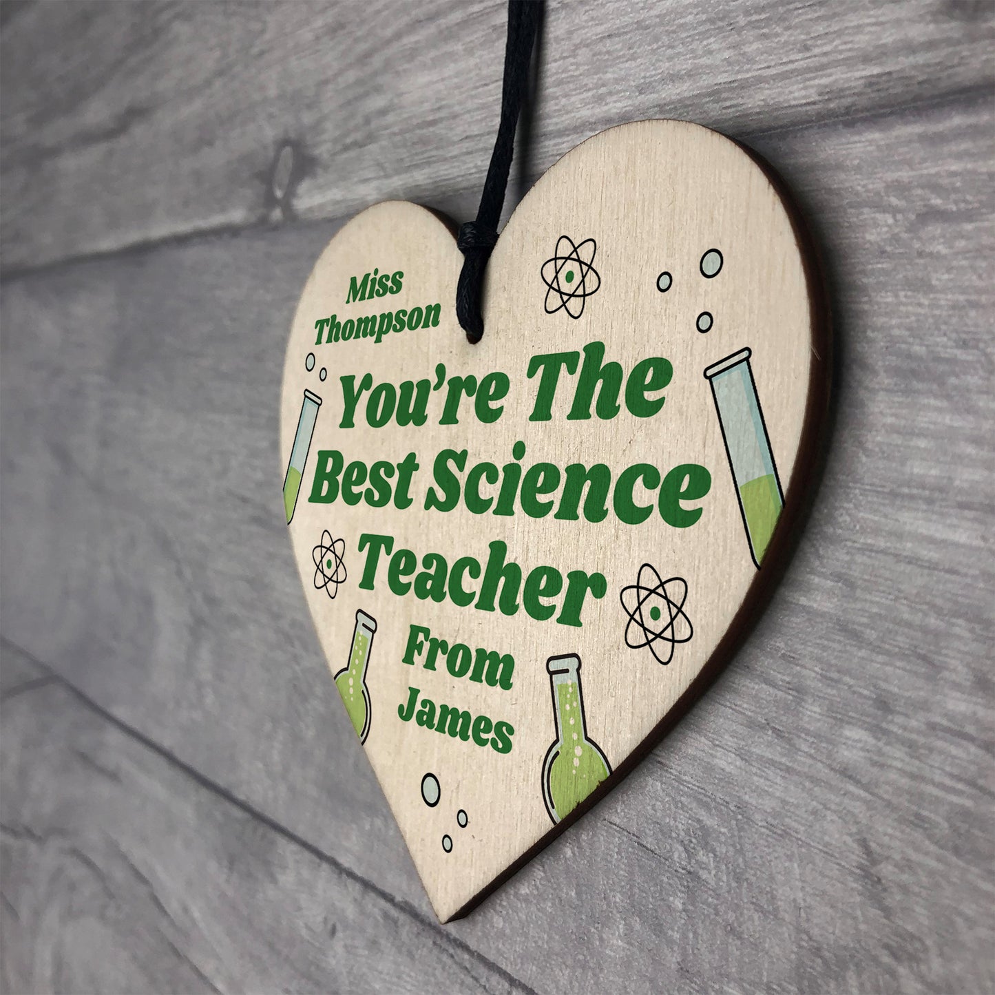 Personalised Teacher Heart Plaque Thank You Gift Science Teacher