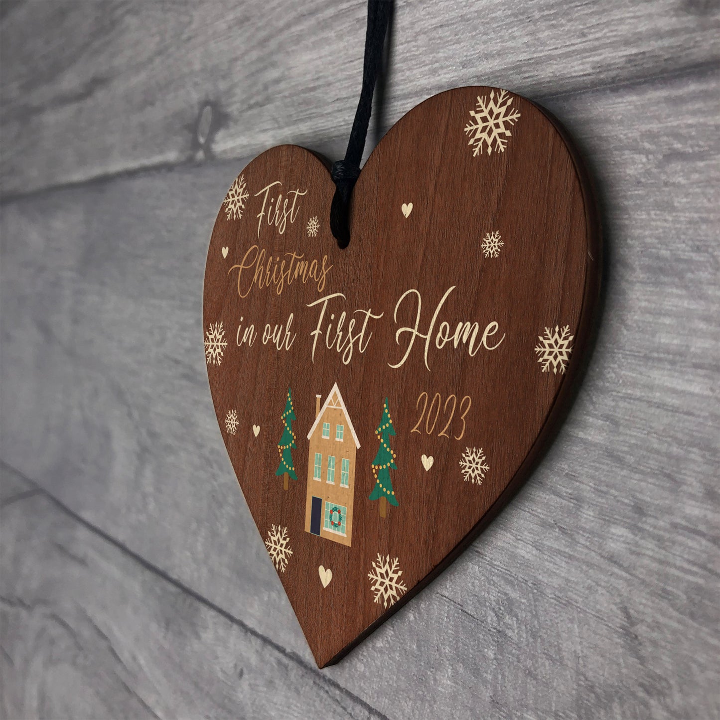 2023 First Christmas In First Home Wood Hanging Christmas Bauble