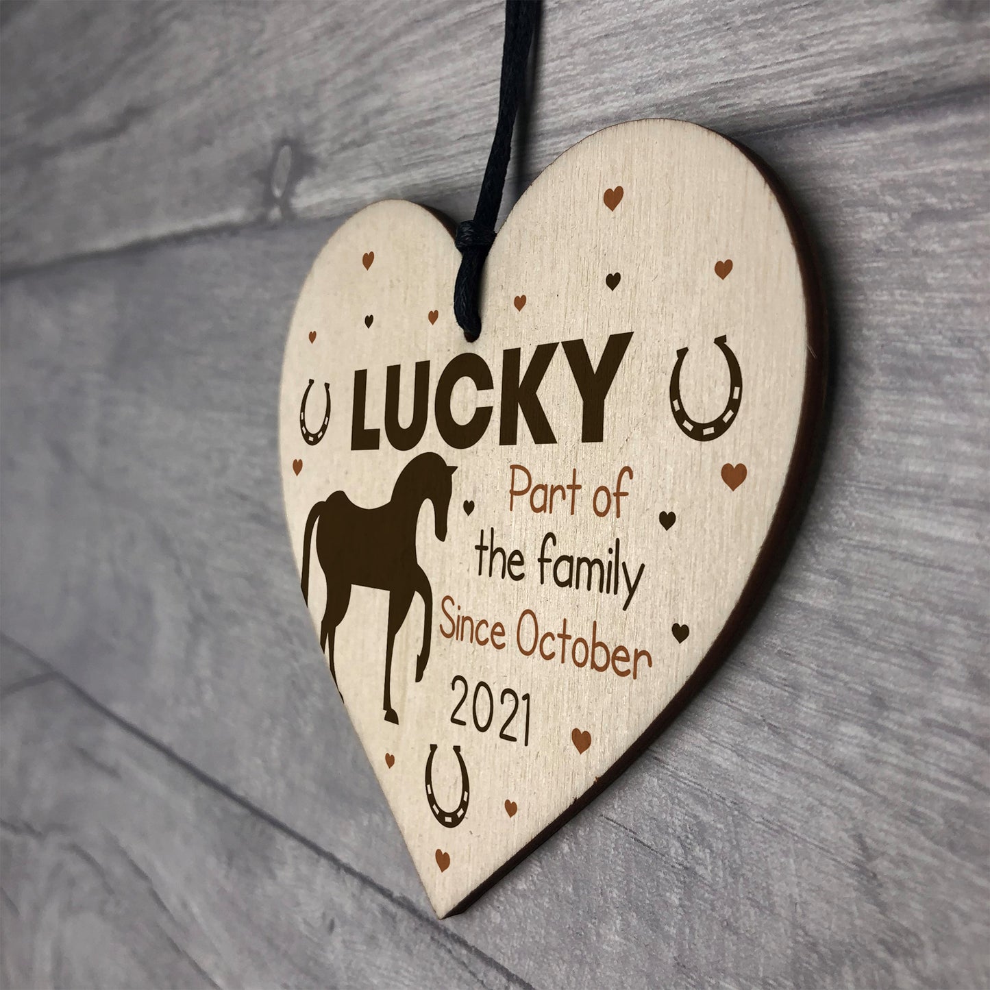 Personalised Horse Gift Wood Heart Horse Lover Gift Stable Sign