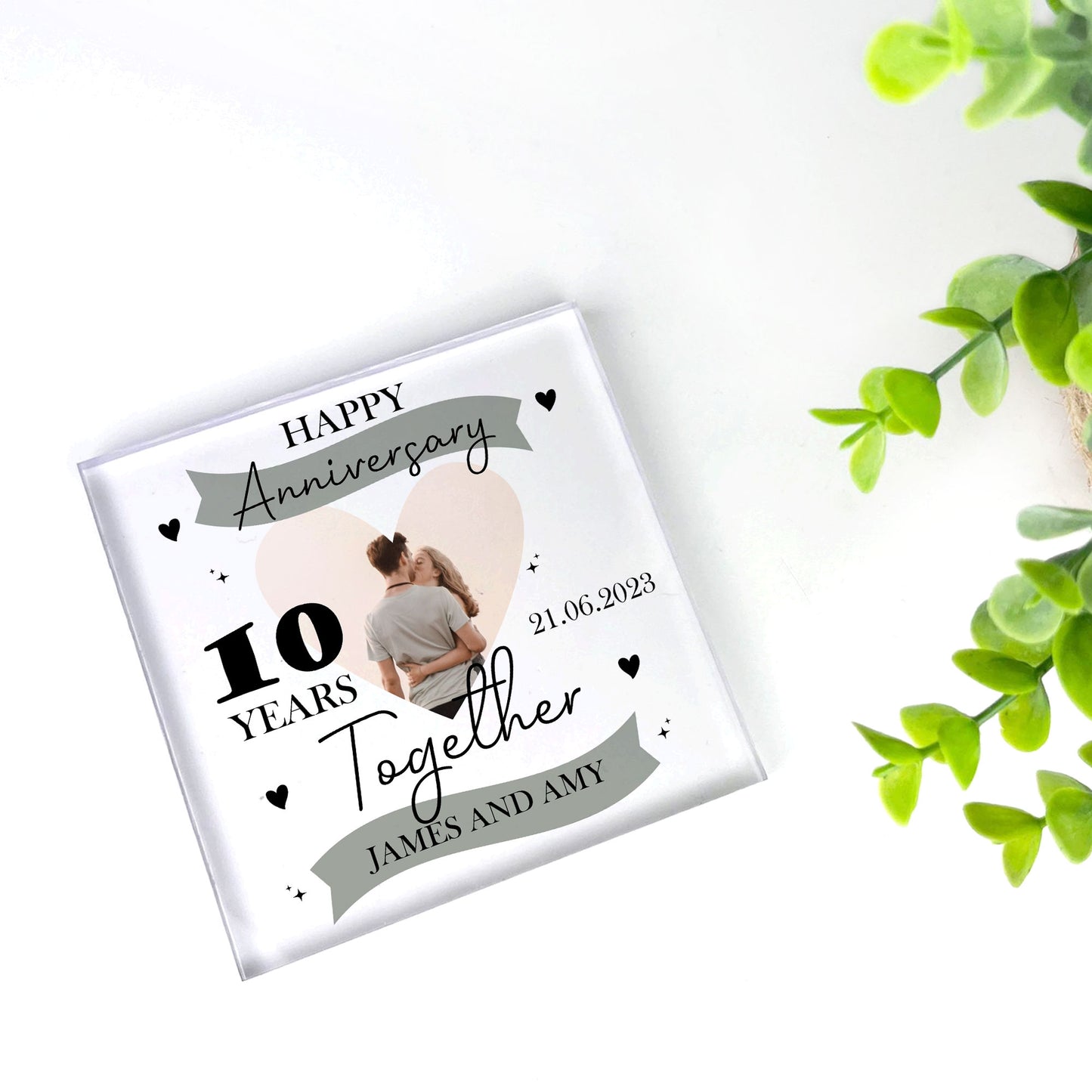 10th Wedding Anniversary Gift Personalised Photo Block Husband