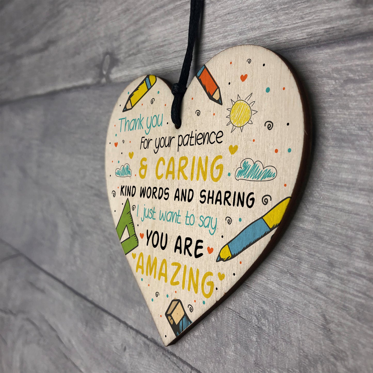 Gift For Teacher And Assistant Wood Heart Nursery Thank You Gift