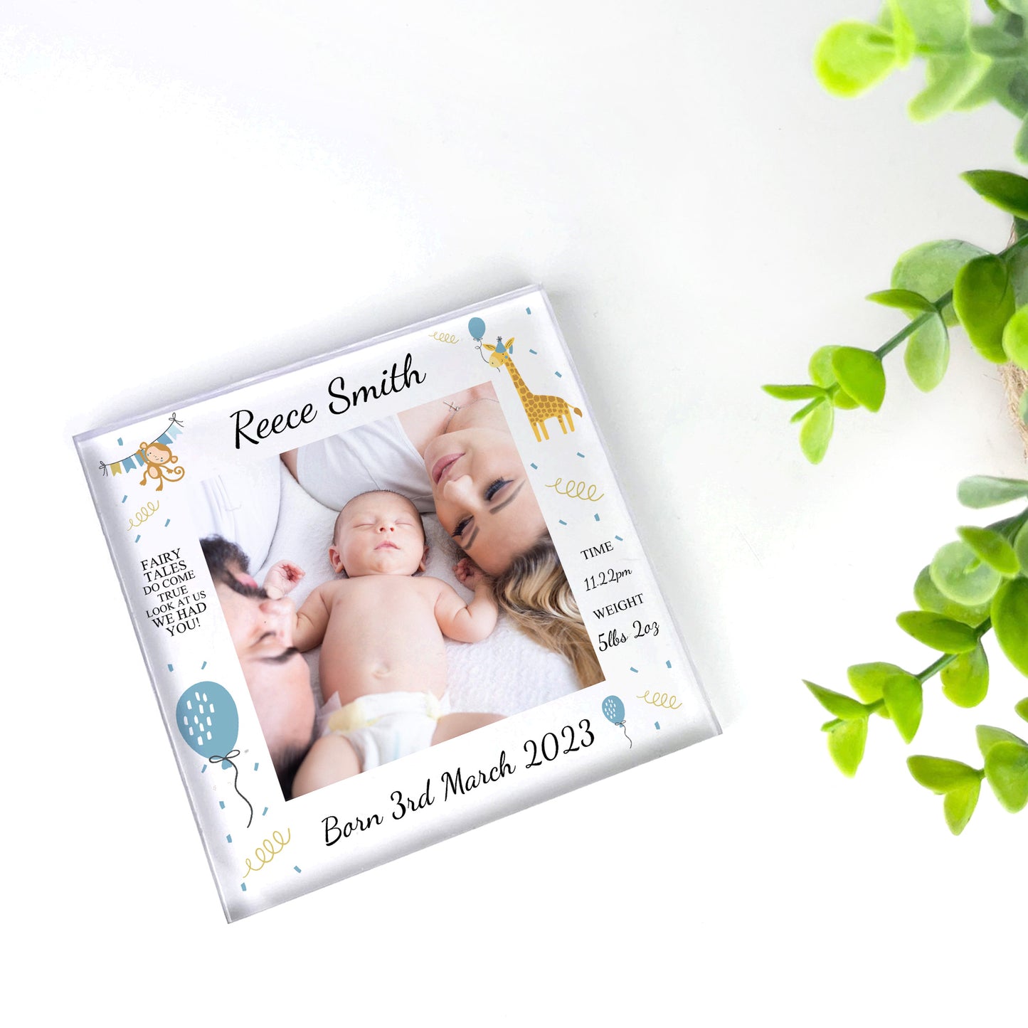 Personalised Baby Gift Photo Block Birth Details Nursery Decor