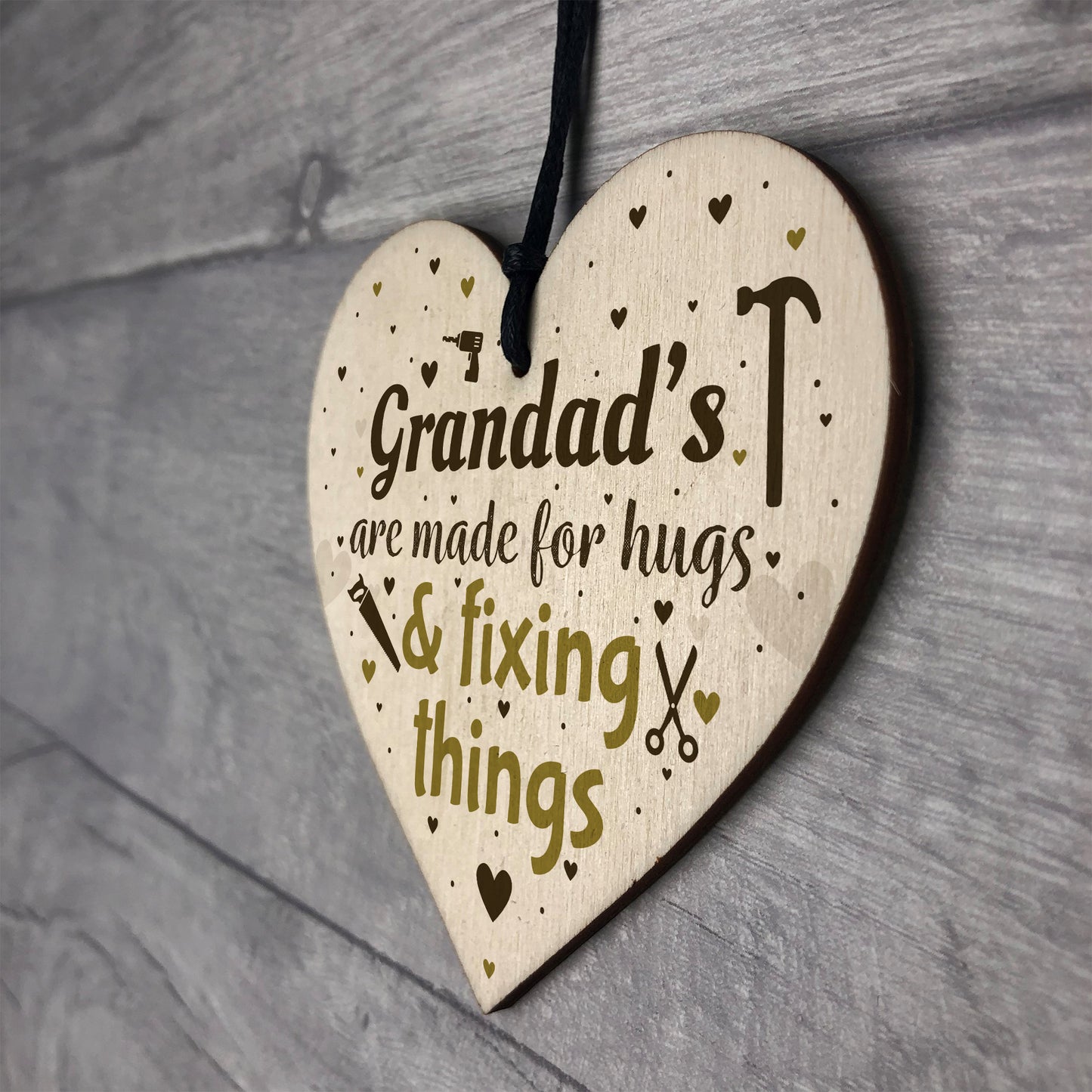Grandad Novelty Gifts Wood Heart Grandad Christmas Birthday Card