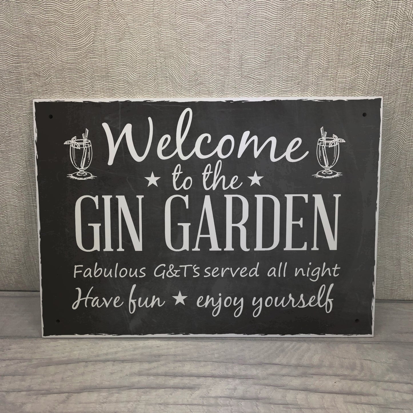 Welcome To The Gin Garden Hanging Alcohol Wall Sign Garden Sign