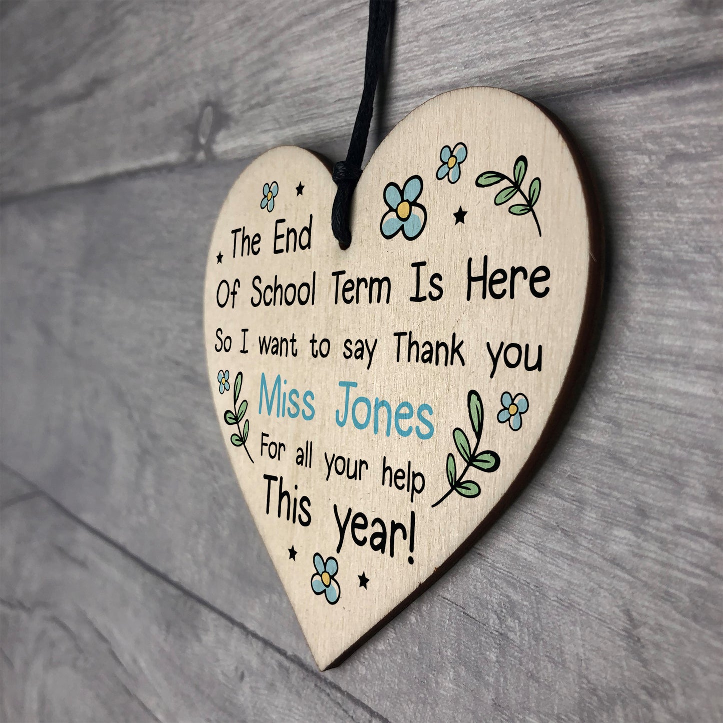 Teacher Poem Gift Personalised Wooden Heart Thank You Teacher