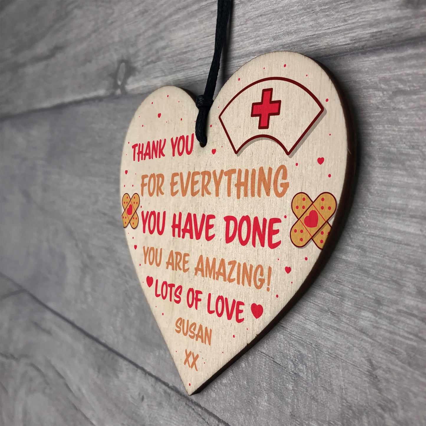 Personalised Gift For Nurse Wooden Heart Thank You Gift For Him