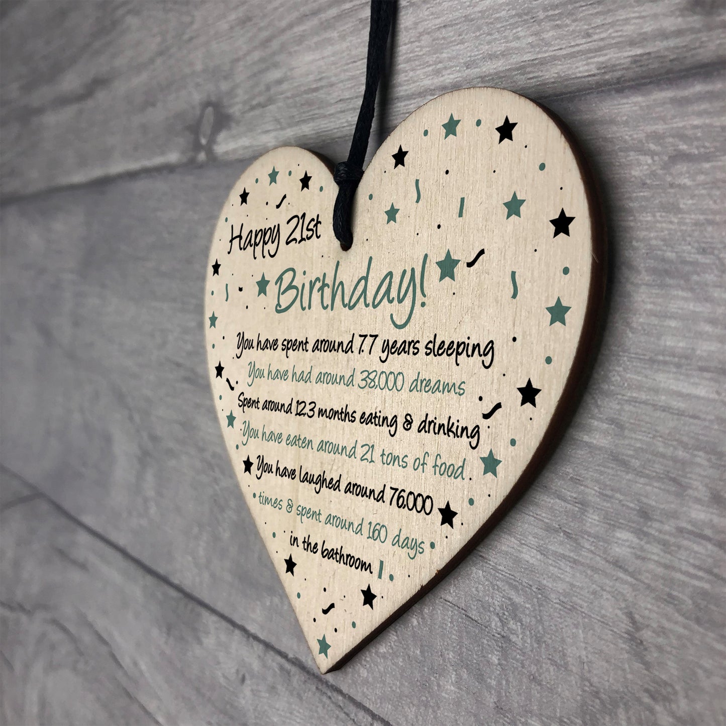 Funny 21st Birthday Gift For Daughter Son Wood Heart Card