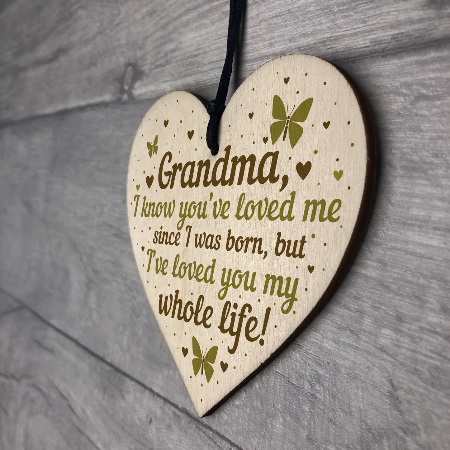 Grandma Birthday Christmas Card Gift Wooden Heart Keepsake