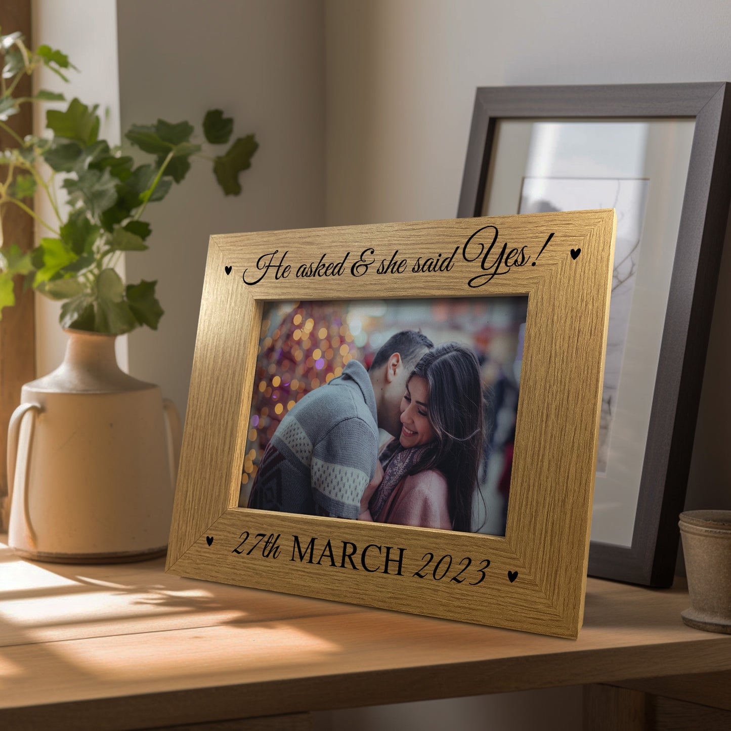 Personalised He Asked She Said Yes Engagement Gift Photo Frame