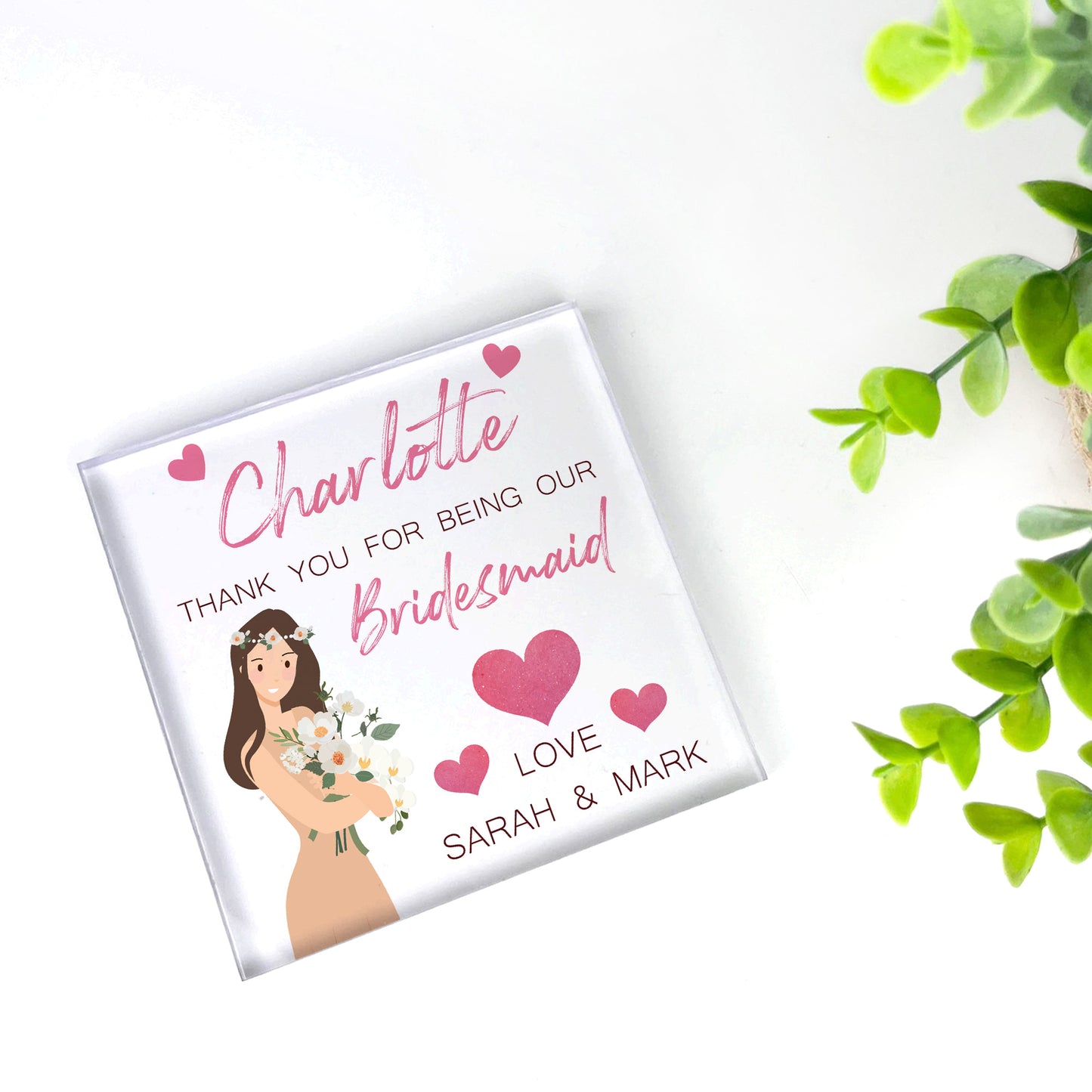 Thank You For Being Our Bridesmaid Gift Personalised Block