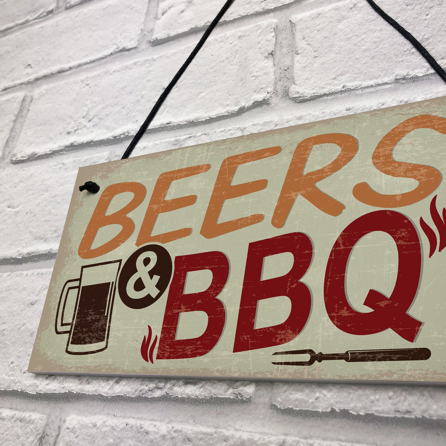 BEERS BBQ Novelty Hanging Garden Sign Barbeque Shed Plaques