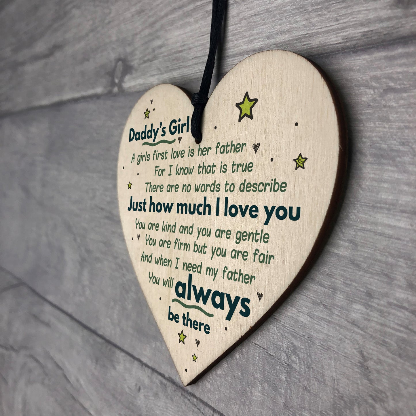 Daddy's Girl Hanging Wooden Heart FATHERS DAY Gift For Him Idea