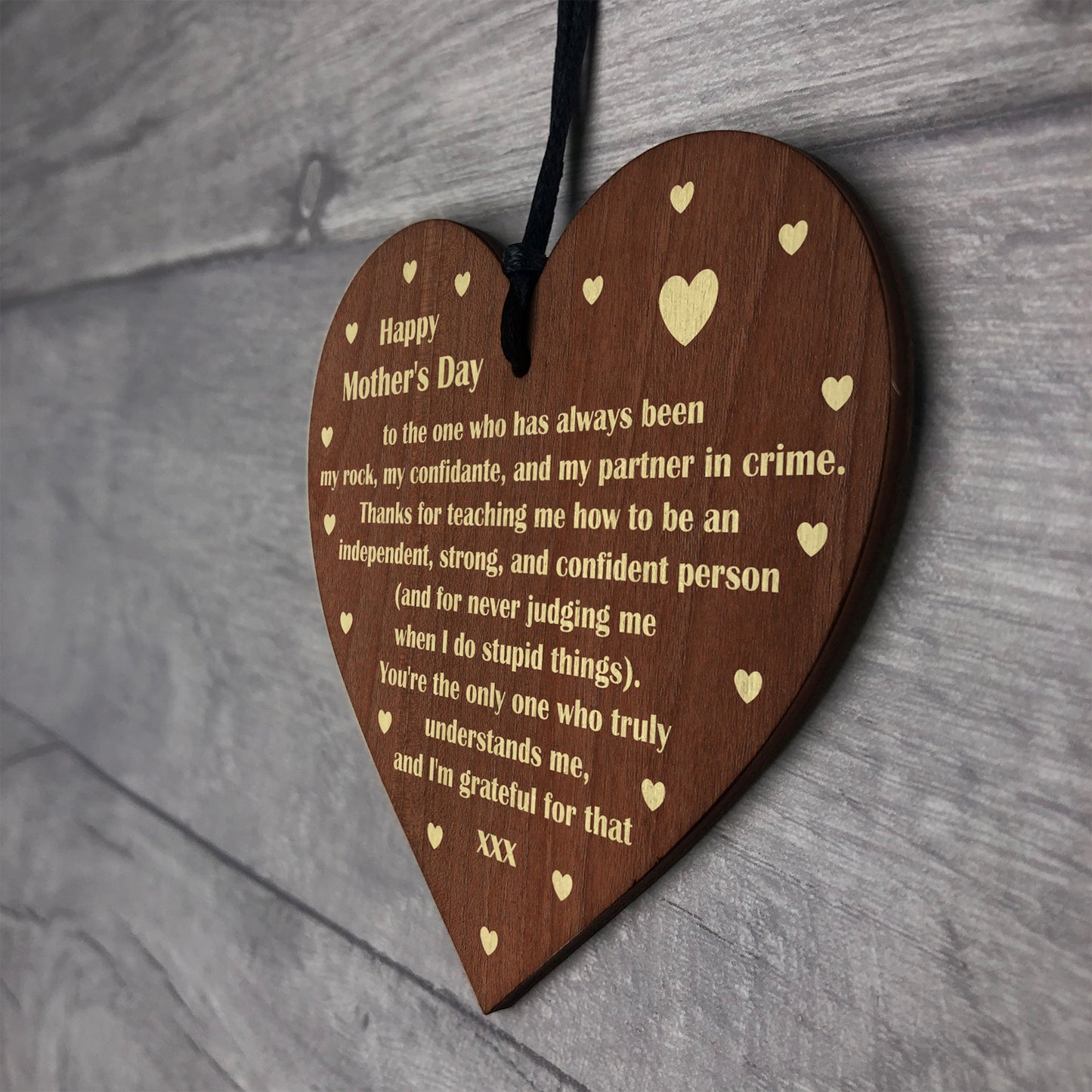 Wooden Hanging Heart Gift For Mum On Mothers Day Appreciation