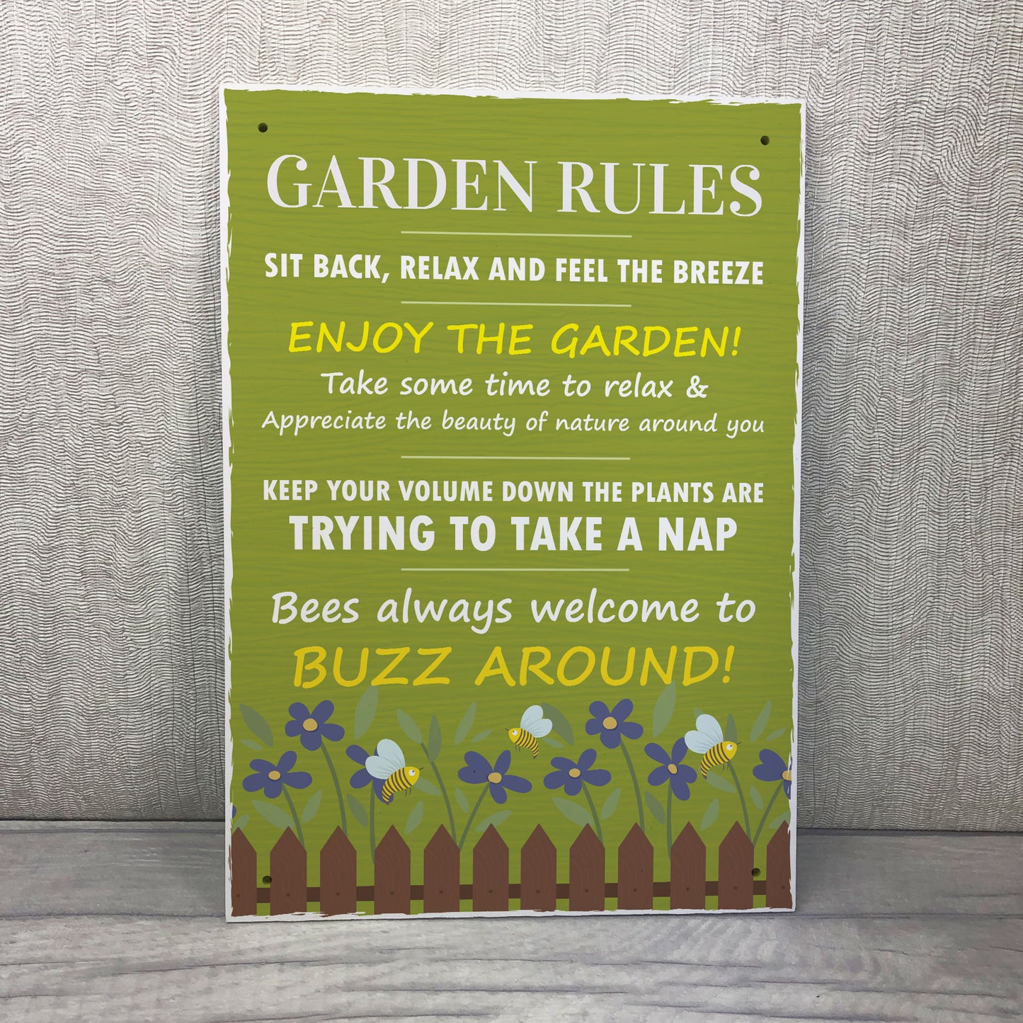 A4 Funny Garden Rules Wall Plaque Novelty Outdoor Decor Garden