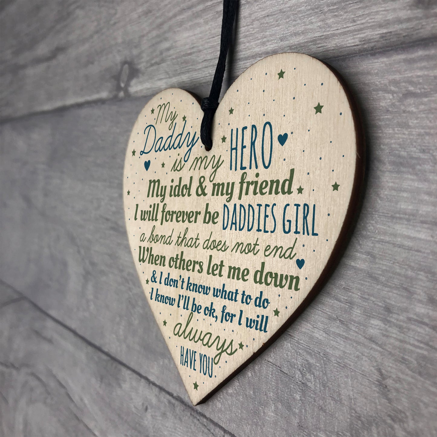 Daddies Girl Daddy Dad Gift Wood Heart Fathers Day Gift For Him