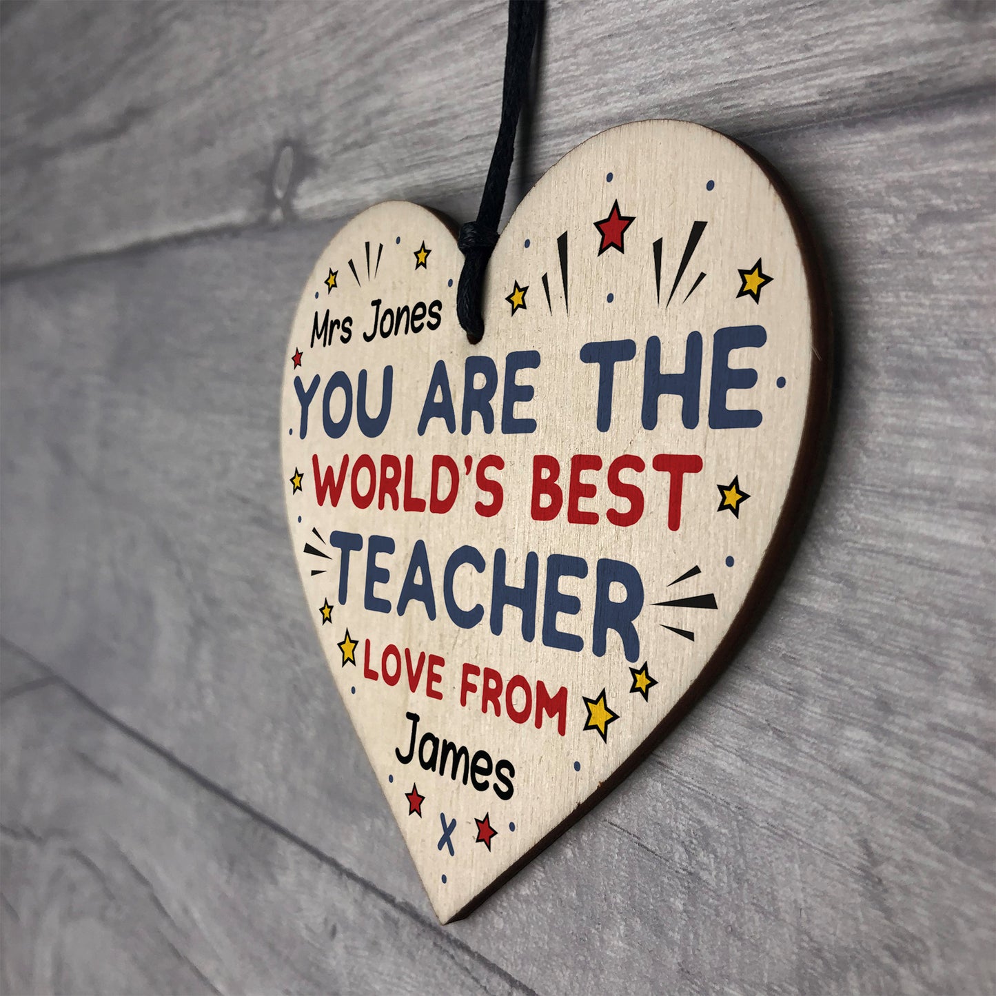 Personalised Best Teacher Gifts Wood Heart Thank you Pre Schoo