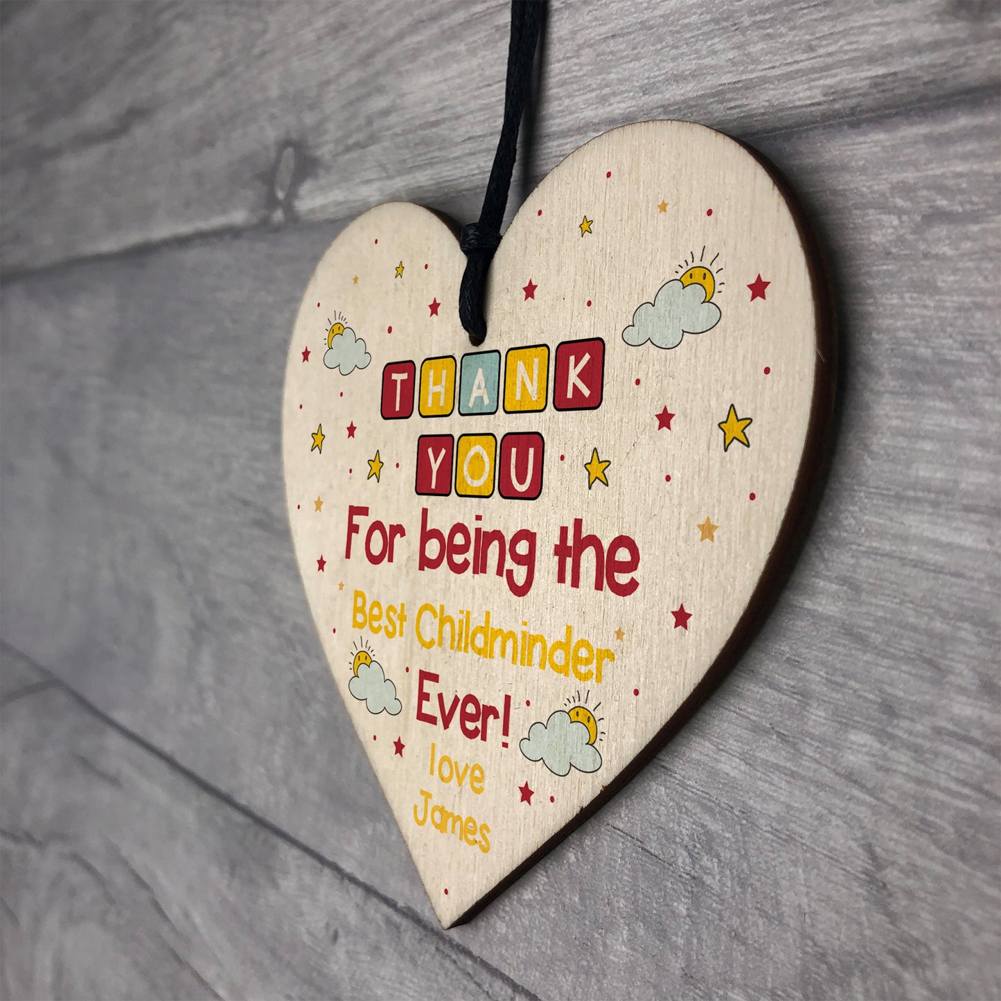 Personalised Thank You Childminder Gifts Wood Heart Sign Gift