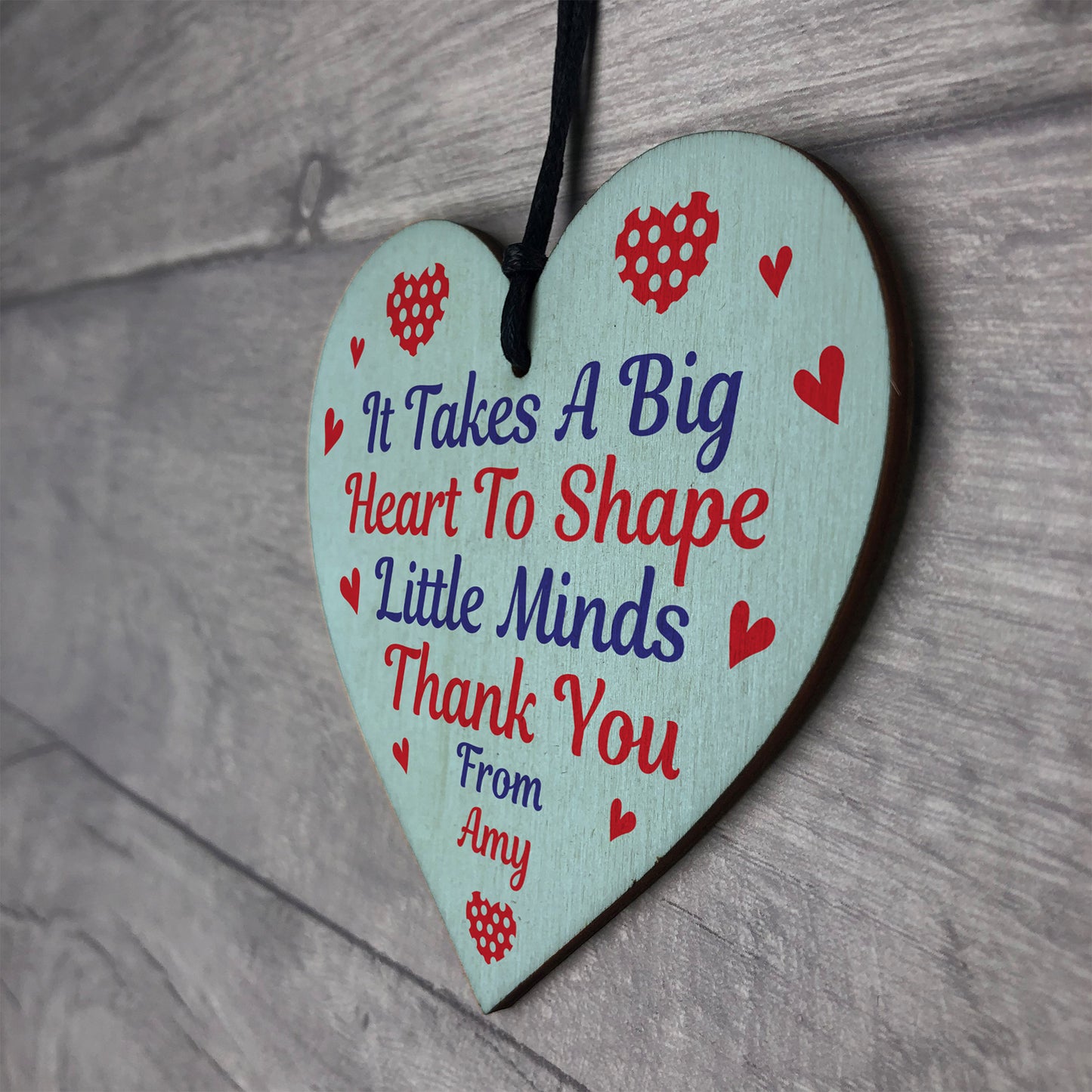 Personalised Teacher Gift Wood Heart Novelty Thank You Gift