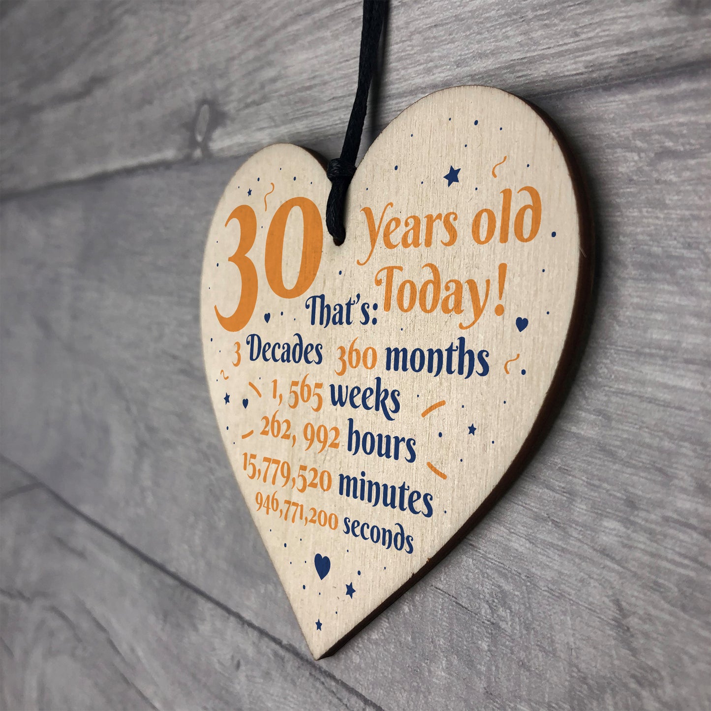 Novelty 30th Birthday Gift Wooden Heart Plaque Friendship Gift