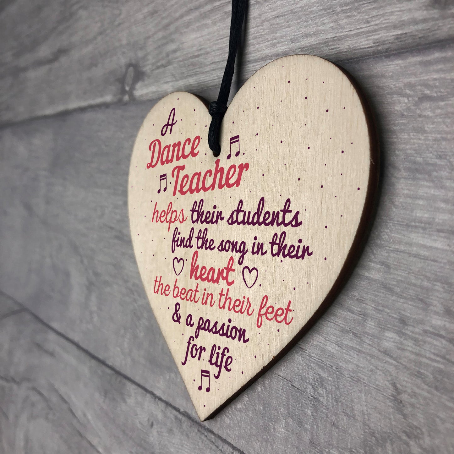 Handmade Wooden Heart Thank You Dance Teacher Gift Special