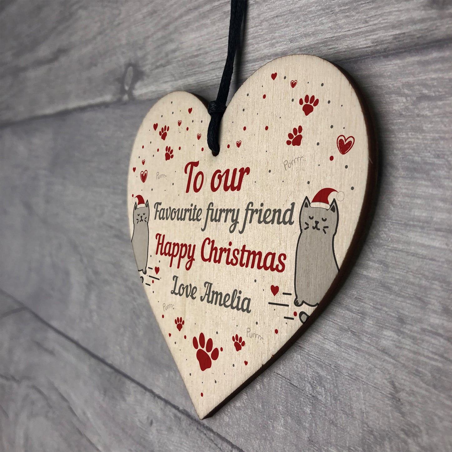 Personalised Cat Kitten First Christmas Heart Bauble Family Pet