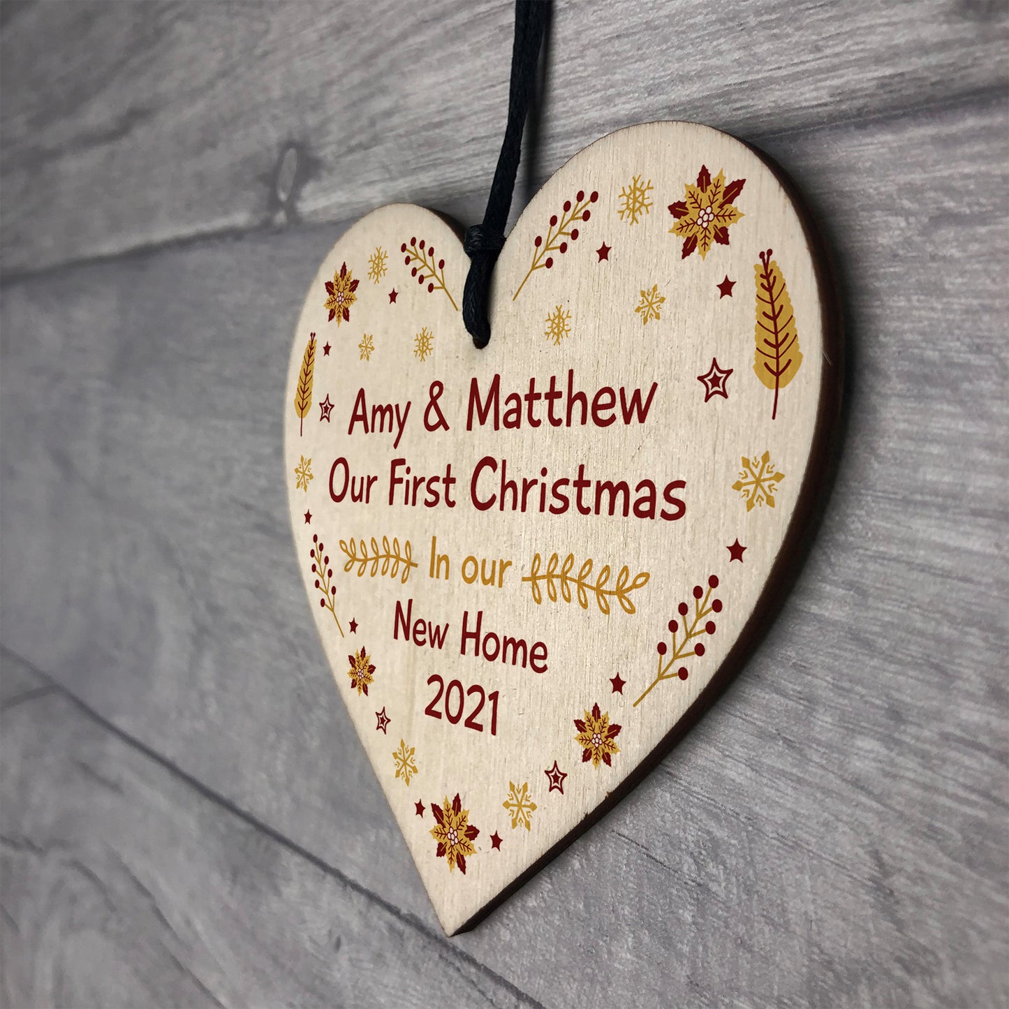 1st Christmas In Our New Home Personalised Bauble Wood Decor