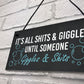 Funny Hot Tub Plaque SH!TS GIGGLES Sign Hanging Garden Sign