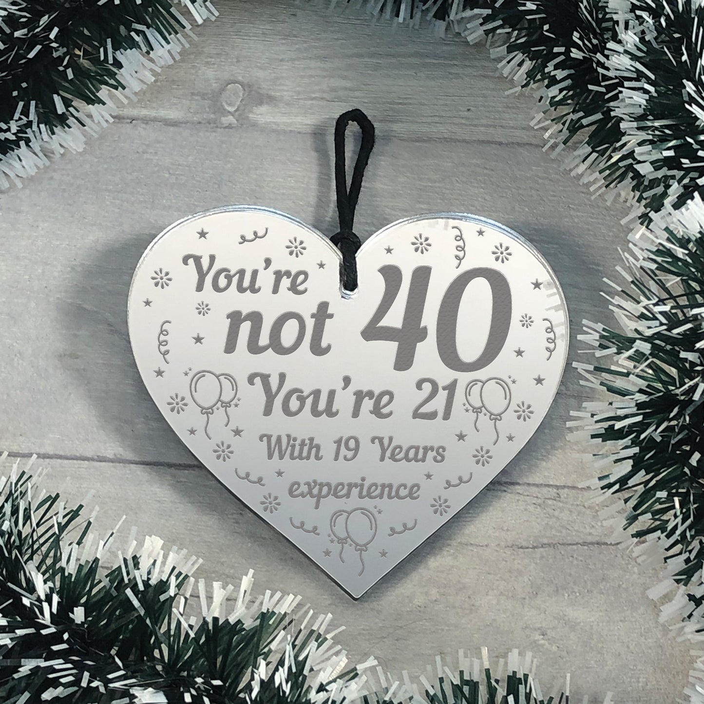 Novelty 40th Birthday Gifts Mirrored Acrylic Heart Birthday Gift