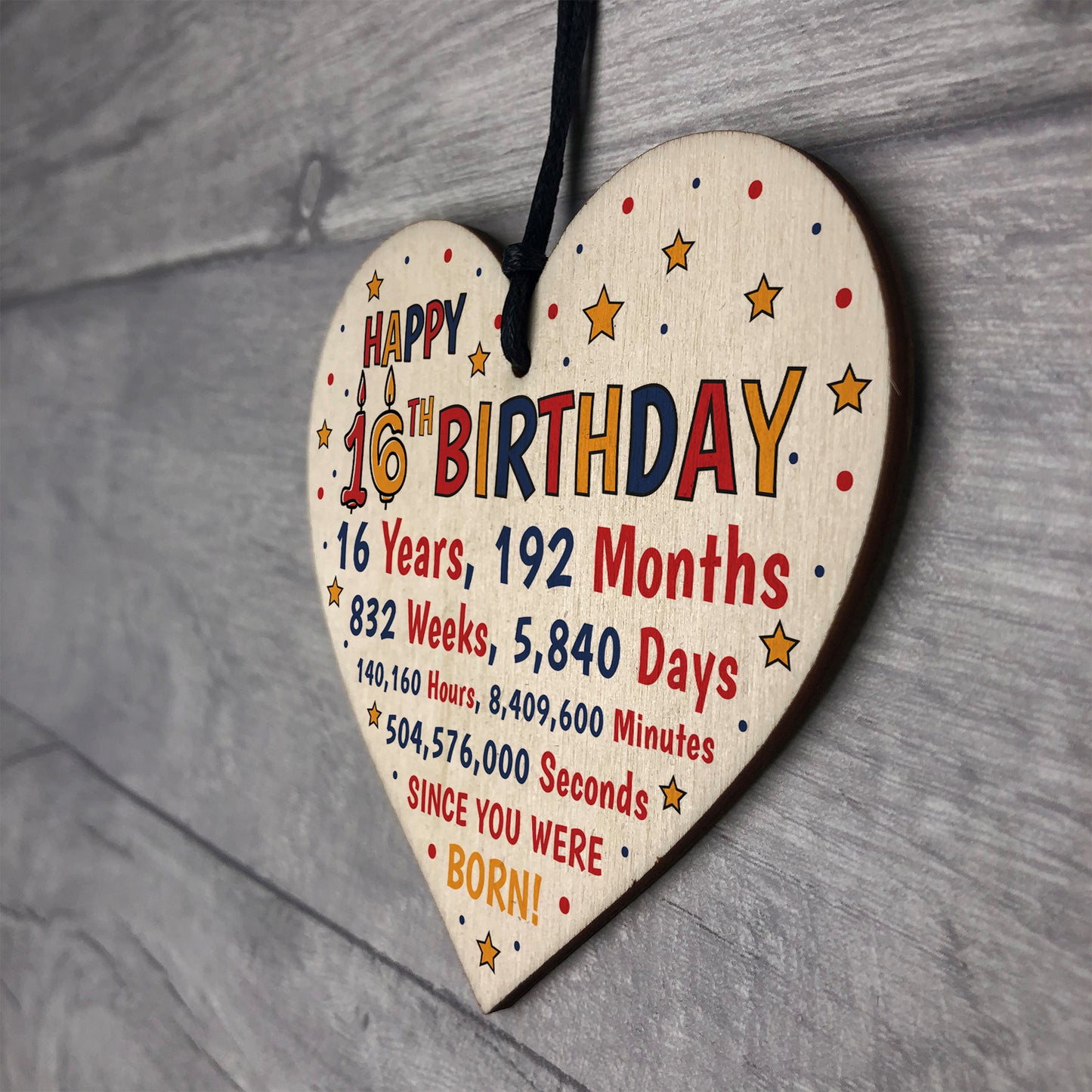 16th Birthday Gift For Daughter Son Wood Hanging Heart Sixteenth