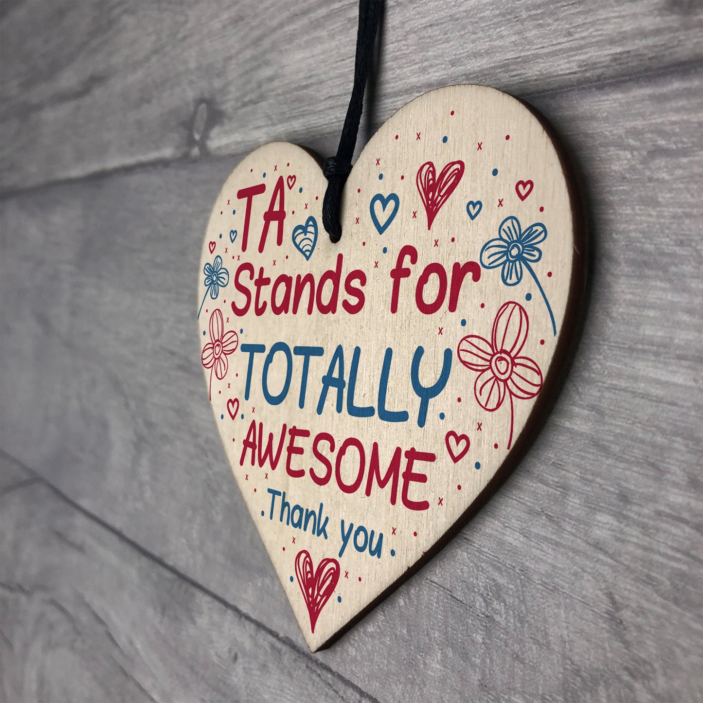 TA Teaching Assistant Thank You Gift Wooden Heart Plaque Teacher