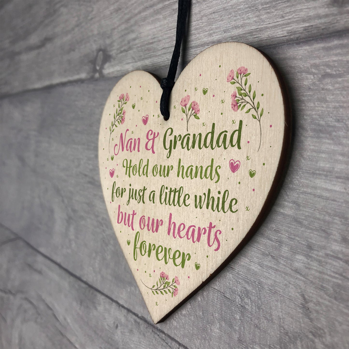 Nan And Grandad Ornament Wooden Heart Gift For Grandparents