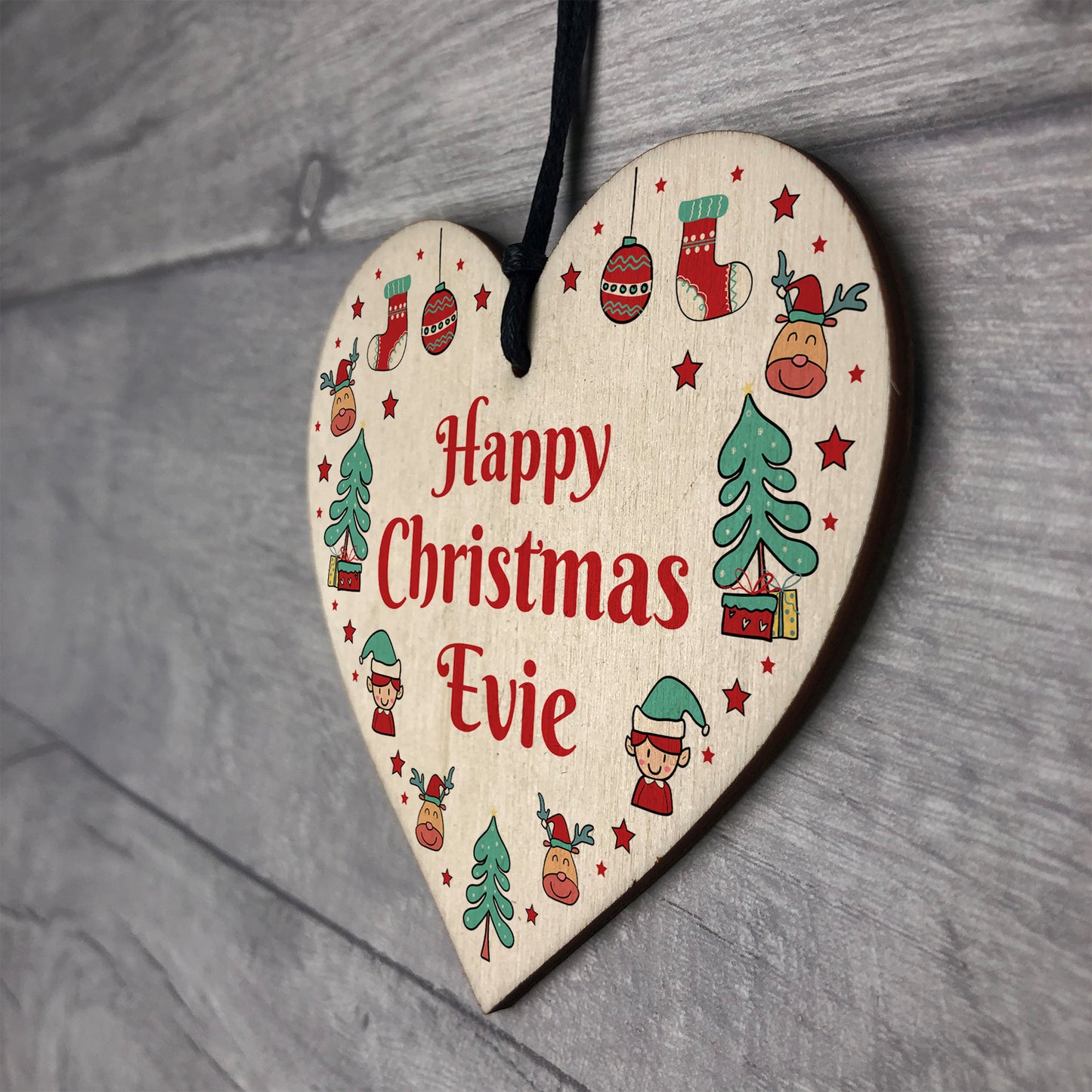 Happy Christmas Gift Personalised Hanging Heart 1st Christmas