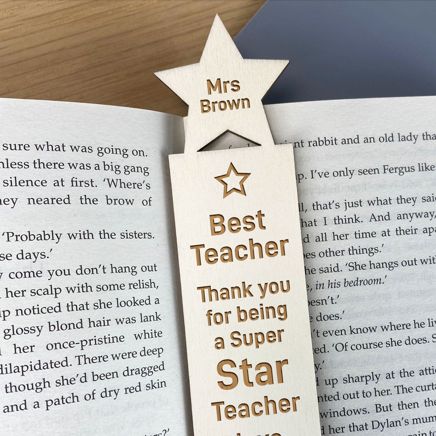 Super Star Teacher Gift Personalised Wood Bookmark Thank You