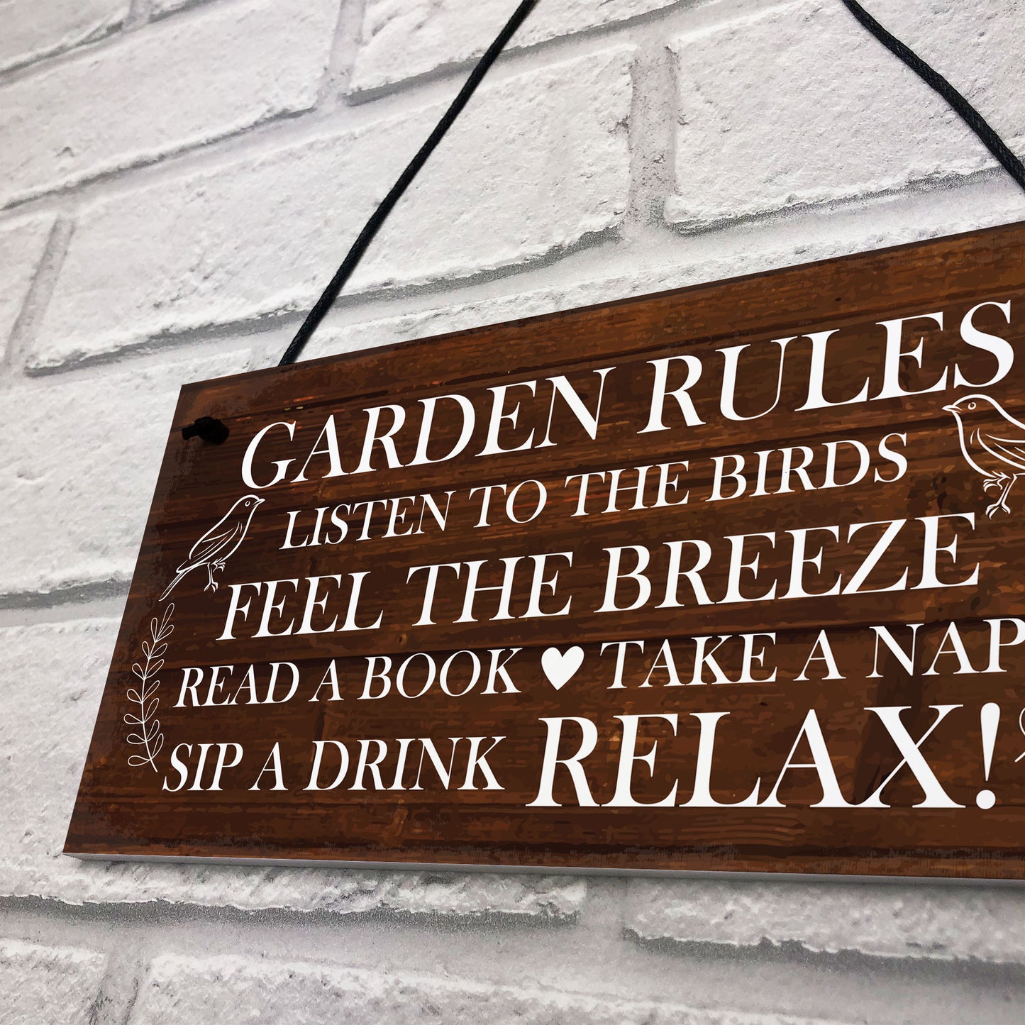 Garden Rules Sign Novelty Hanging Plaque Summer House Sign