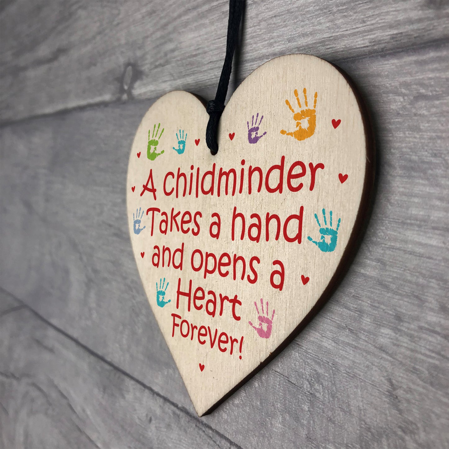 Childminder Thank You Gift Wood Hanging Heart Teacher Friendship