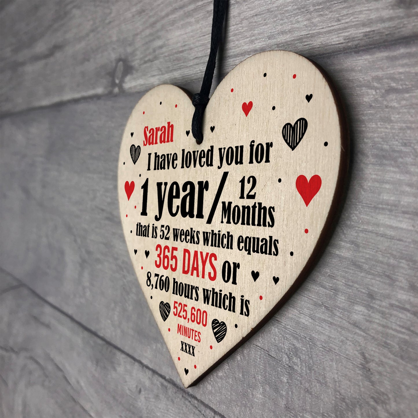 1st Anniversary Gift Personalised Heart Wedding Husband Wife