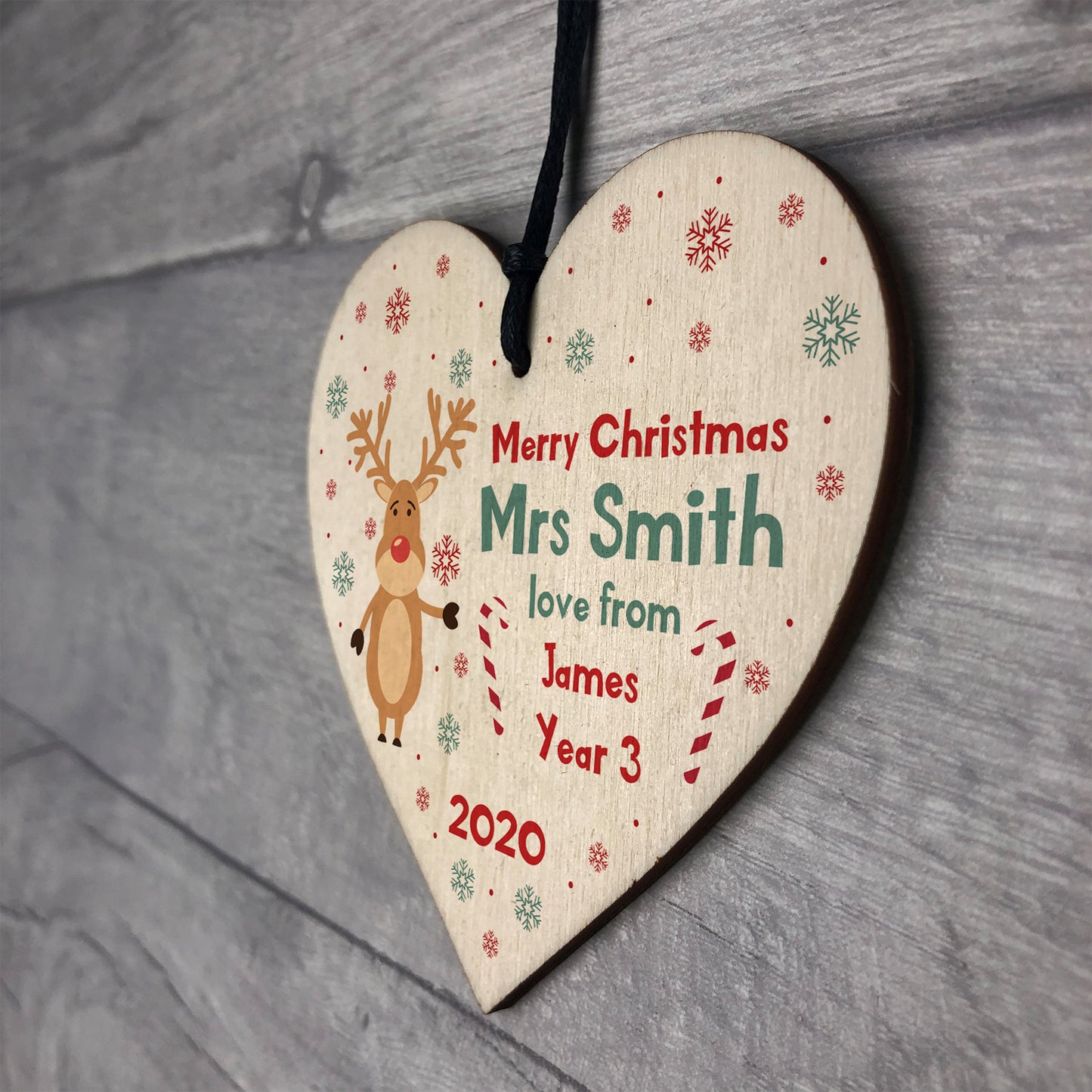 Merry Christmas Gift For Teacher Assistant Heart Personalised