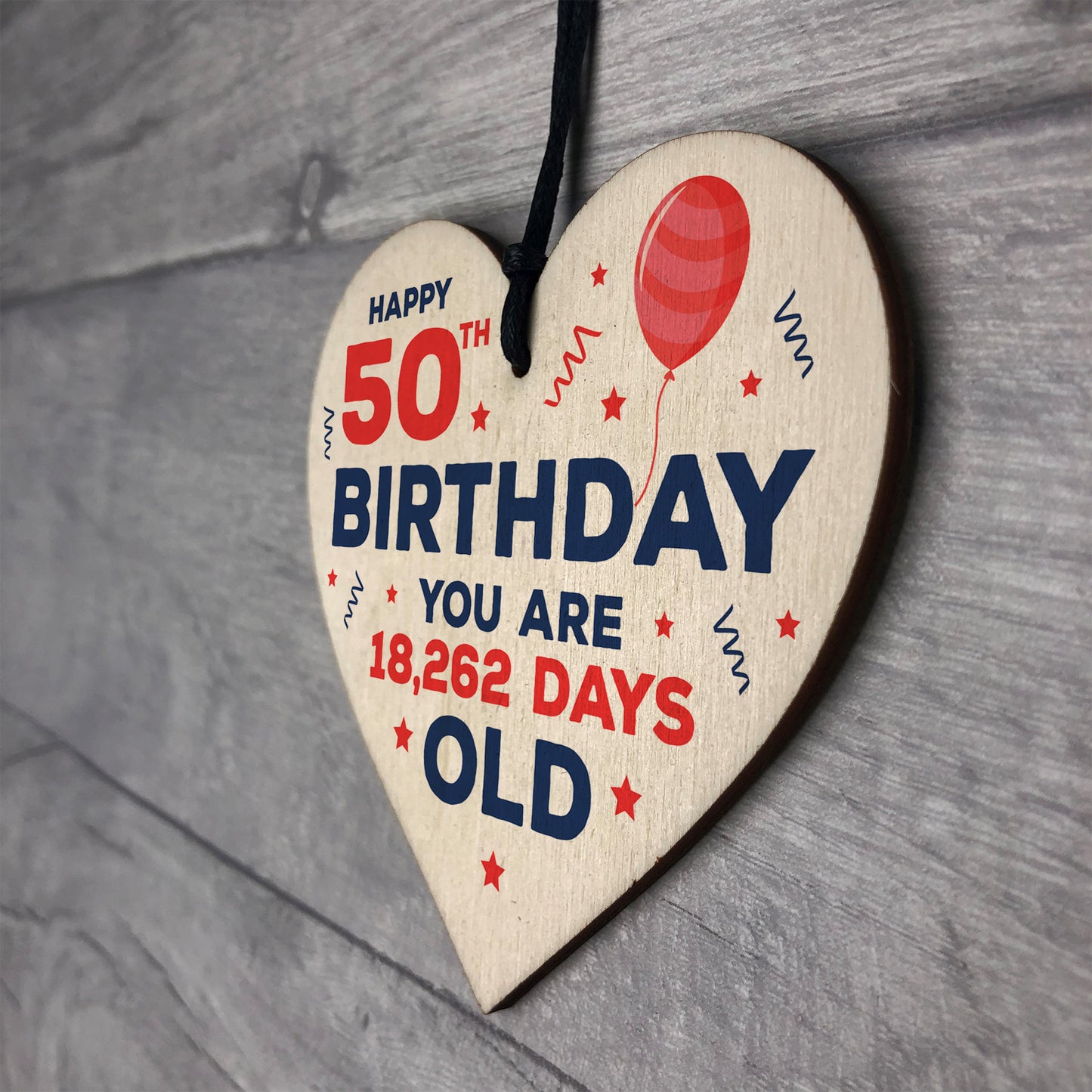 Happy 50th Birthday Funny Novelty Wooden Heart Birthday Gifts